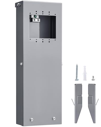 SURAIELEC All-Metal 2-Gang Outdoor Power Post Enclosure, 26-Inch Metal Power Stake, NEMA 3R Weatherproof Electrical Post for Garden, Pool, RV and Public Areas(Outlet and Weatherproof Box Not Included)