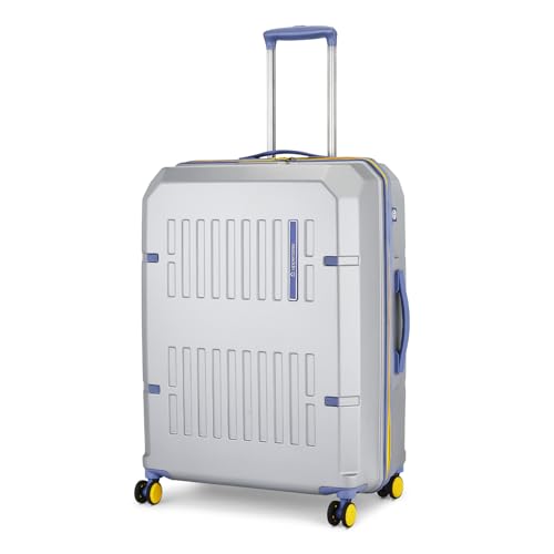 Image of uppercase Hexa Large Solid Trolley Bag with TSA Lock, Durable for Travel, RCS Certified for Sustainability, Anti-Theft Zippers and Double Wheels, Suitcase for Men & Women
