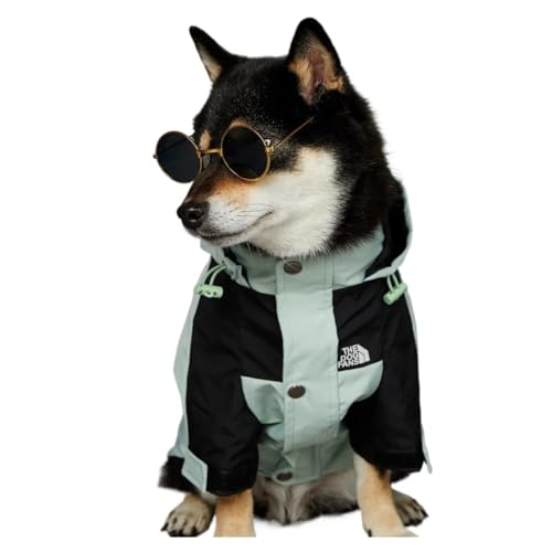 犬服レインコート小型大型犬用ウインドコートウインドブレーカーフレンチブルドッグパーカー(Green,XXXL(12-16kg))