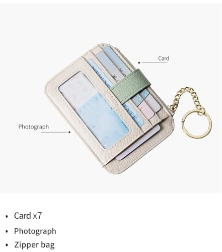 Womens Slim Credit Card Holder Wallet Zipper Coin Pocket ID Window Keychain Minimalist Wallet Purse Pouch4