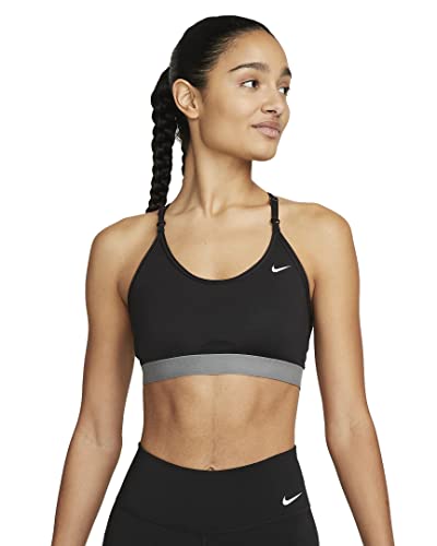 Nike Dri-Fit Indy Strappy Light-Support Padded Sports Bra Black/Smoke #TOP25