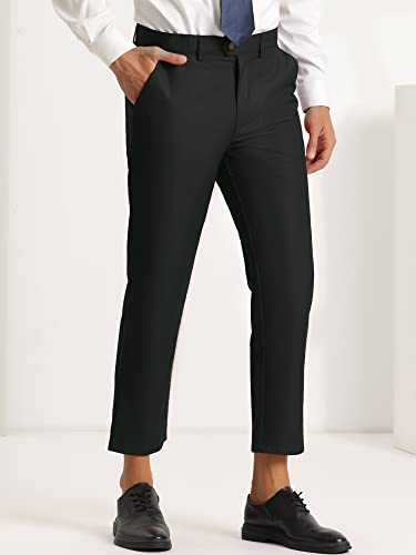 Lars Amadeus Men's Formal Cropped Pants Solid Color Flat Front Skinny Dress Trousers2