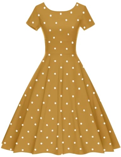 Image of GownTown Women's 1950s Vintage Dresses Short Sleeves Cocktail Stretchy Party Dresses with Pocket