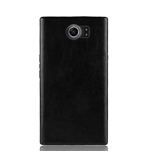 INSOLKIDON Compatible with BlackBerry Priv Case PC Hard Back Cover Phone Protective Shell Protection Non-Slip Scratchproof Protective case Leather Texture (Black)