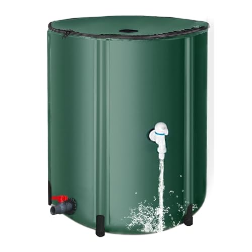 Barril de lluvia plegable, tanque de agua portátil, 200 l de almacenamiento de agua, barril de PVC for recolección de agua de lluvia con grifos y kit de desbordamiento for regar plantas, bolsa de reco