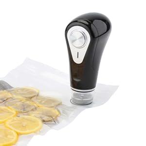 Vesta Precision Scellant sous vide portatif Vac ’n Seal YJS60 Snoerloze en Handmatige Vacuümsealer voor thuisgebruik | Inclusief 5 herbruikbare vacuümzakken | USB oplaadbaar | Zwarte kleur, 3,3W