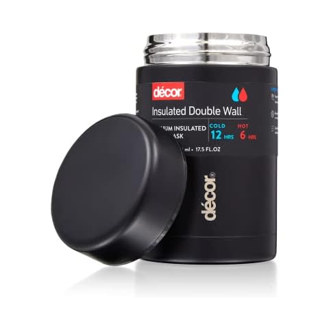 Décor Vacuum Food Flask for Hot & Cold jar with lid stainless steel soup storage containers 520ml - Black Cover