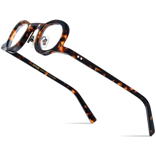 Image of HEPIDEM Acetate Glasses Frame Men,Round Optical Eyeglasses Women Vintage Retro Eyewear 9153