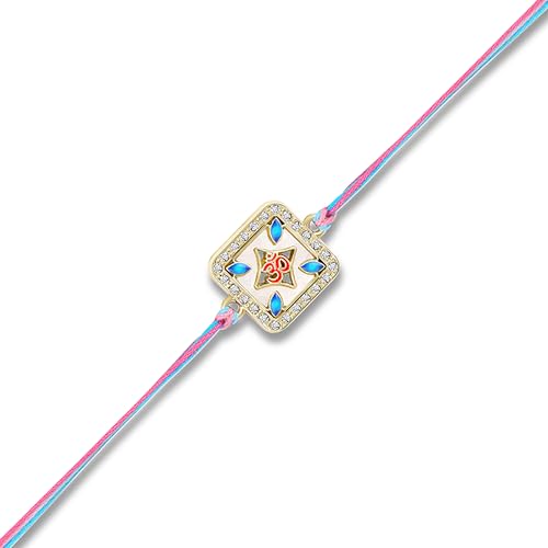 Image of Mahi Crystals Studied Divine Om Rakhi for Brother with Gold Plating (RA1100865G)