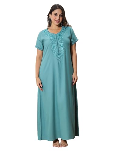 Image of 9shines Label Stylish Alpine Nighty Maxi for Women | Full Length Trendy Nightgown | Premium Nightdress | Nightwear | Heavy Embroidery Nighty with Pockets(2891)