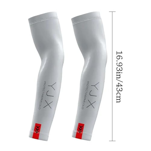 Cooling Summer Arm Sleeves Ice Silk Sports Sun Protection Arm Cover Basketball Football Golf Cycling Driving Gloves white, One Size