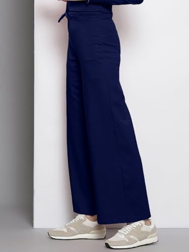 Image of Vogaan Women's Cotton Blend Wide Leg Pants | Drawstring Waist Casual Solid Track Pants for Women