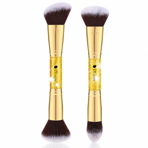 DUcare 2Pcs Double Ended Foundation Brush Set, Contour & Powder M...