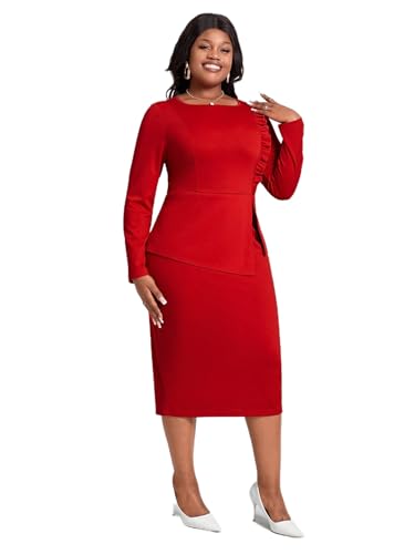 Image of KOTTY Women's Flowy Midi Round Neck Plus Size Dress