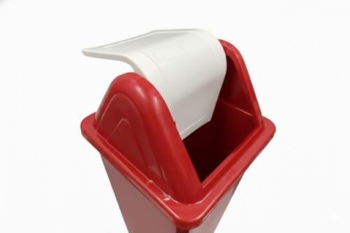 Image of Milan Plastic Square Swing Lid Garbage Dustbin 60 Litre Red