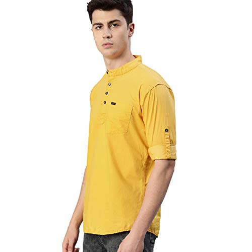 Image of Urbano Fashion Men's Cotton Full Sleeve Casual Shirt with Mandarin Collar Slim Fit