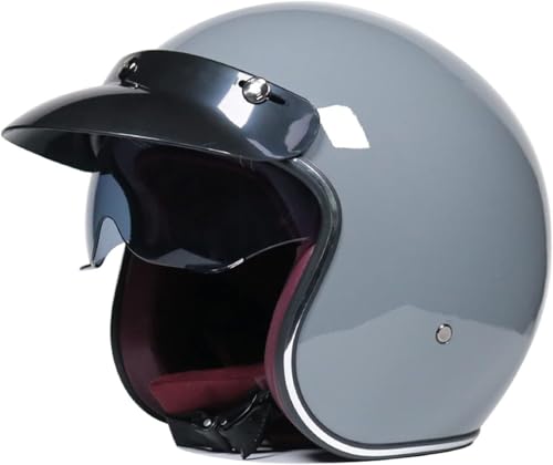 Casco de motocicleta retro, casco de motocicleta abierto 3/4, casco de motocicleta jet con visera solar para hombres y mujeres, aprobado por DOT/ECE D,M=57-58CM