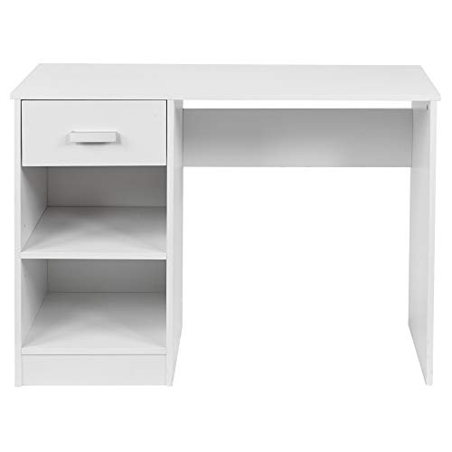 URBNLIVING 1 Drawer Wooden Bedroom Computer Work Table Office Desk Dressing Jewellery Unit (White)