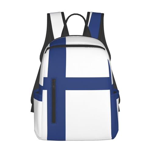 Sac à dos léger drapeau finlandais noir pour voyage et shopping