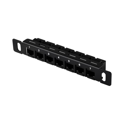 GeeekPi Panel de conexión de red CAT6 de 7 pulgadas, 0,5U, 7 puertos, para gabinete de servidor DeskPi RackMate TT