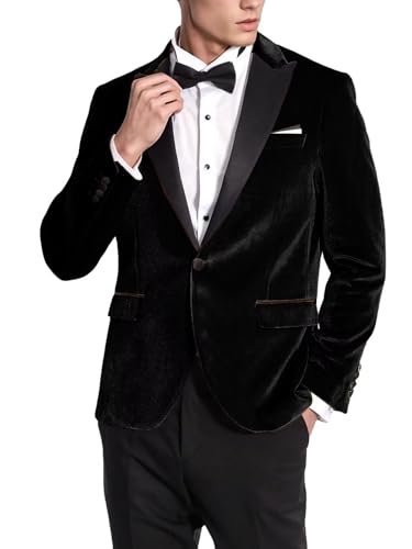 ORBITRAY Mens Velvet Blazer Sport Jacket Slim Fit Jackets for Men Formal Business Blazer Wedding Groom Prom Dinner Party OB05