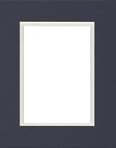 Pack of (5) 11x14 Double Acid Free White Core Picture Mats Cut for 8.5x11 Pictures in Navy Blue and Cream-image-40