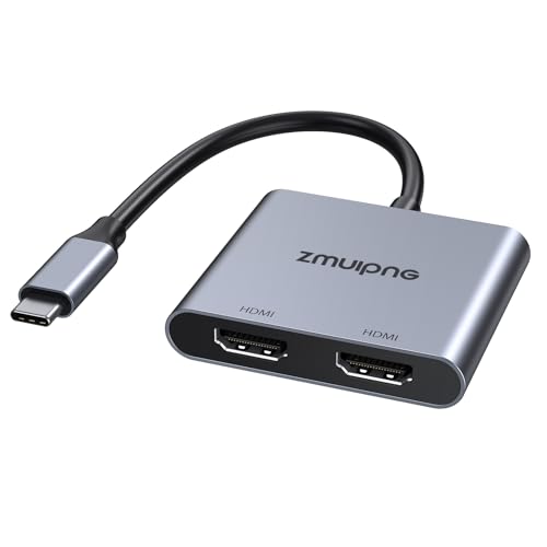 Image of USB C to Dual HDMI Adapter 4K Dual Monitors Adapter USB C Hub with 2 HDMI | Docking Station for Laptop Type C to HDMI Converter for HP Dell Surface Thinkpad