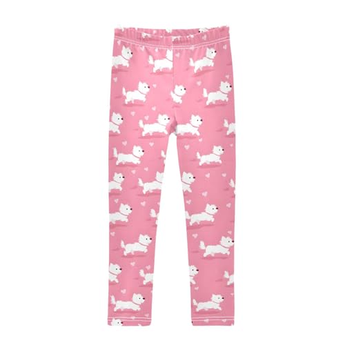 Pink Dog Heart Girls Leggings Soft Stretch Workout Yoga Dance Pants for Kids Casual Tights