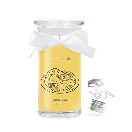 Bougie-bijou Bracelet Butter & Lemon Crepe Argent - Bougie-bijou - Grande bougie parfumée à la pêche - Bougie jaune clair avec bijou surprise Cover
