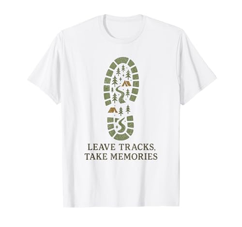 Senderismo Dejar huellas Tomar recuerdos Senderismo Amante Camping Camiseta