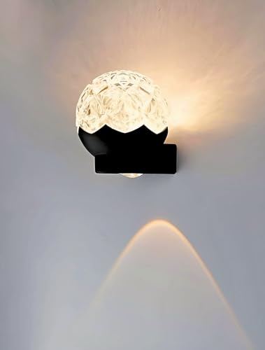 FILLISKA® UFO Style Indoor/Outdoor Luxurious LED Wall Lamp Wtih Up/Down Warmwhite Light (Round Crystal-004A)
