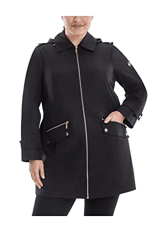 Michael Michael Kors Women’s Plus Size Hooded Raincoat Black 2X