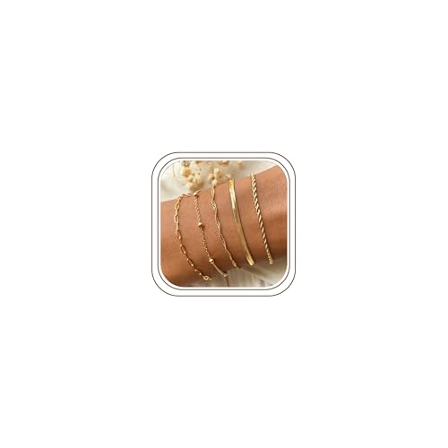 Turandoss Gold Bracelets for Women, 14K Gold Plated Bracelet Stacks - image 1