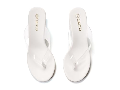 Image of Coutgo Womens Wedge Heels Sandals Platform Flip Flops Slides Slip On Summer Beach Shoes