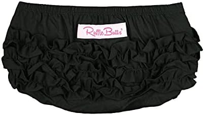 RuffleButts® Baby/Toddler Girls Girl Black Woven Cotton Ruffle Diaper Cover - 18-24m