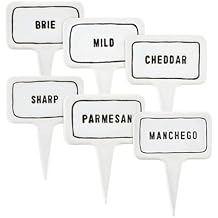 Santa Barbara Design Studio Ceramic Cheese Markers Charcuterie Board Marker Set, 6-Pieces, Black & White