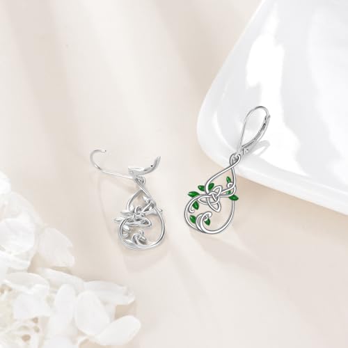 Sterling Silver Dangle Earrings for Women Celtic Knot Tree of Life/Coffee Book/Orchid Flower/Duck Jewelry Gifts for Women 5