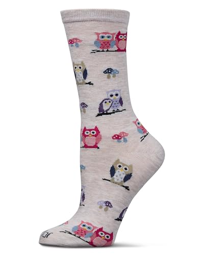 MeMoi Women's It's Owl Good Rayon From Rayon Crew Socks