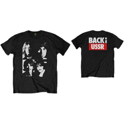 Rock Off Black The Beatles Back in The USSR Officiel T-Shirt Hommes Unisexe - Les Beatles, Paul McCartney, John Lennon, RIngo Starr, George Harrison Rock Off Black The Beatles Back in The USSR Officiel T-Shirt Hommes Unisexe