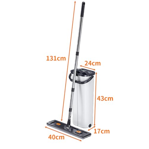Image of MechHeaven's Flat Mop and Bucket Set with Ultra-Fine Fiber, Magic Metal Handle, Self-Wringing System, Dust-Proof Design for Floor Cleaning, Reusable