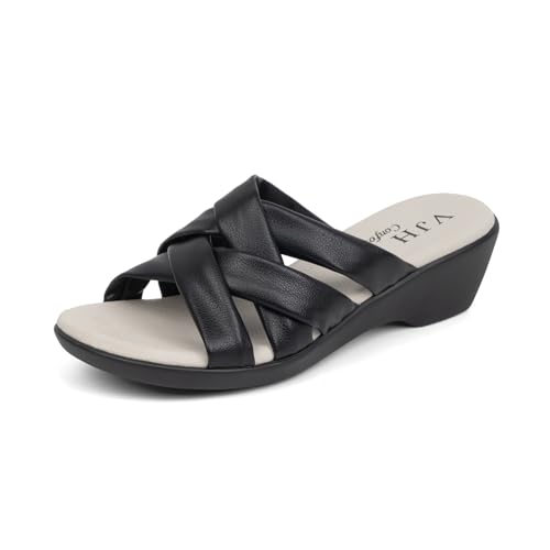 VJH confort Women’s Slides Sandals Orthopedic Slippers,Comfortable Wedge Platform Slip Flops Flip Casual Walking Sandals