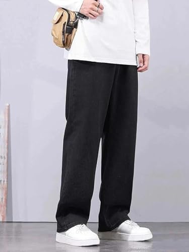 Image of Indivane Men's Baggy Loose Fit Denim Jeans - Mid-Rise Breathable Lightweight Casual Street Style Pants