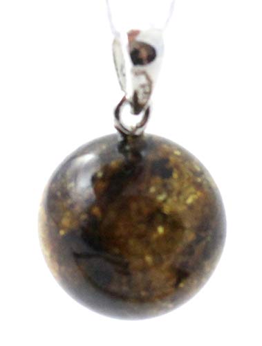 TipTopEco Cognac Baltic Amber Round Ball Pendant Made With Silver