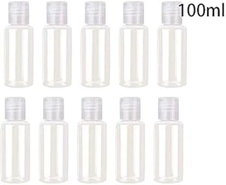 مجموعة زجاجات فارغة باغطية قلابة قابلة للعصر وملائمة للسفر من 10 قطع بيج بارجين ستور، لاعادة الاستخدام لمستحضرات التجميل، 100 مل، بلاستيك