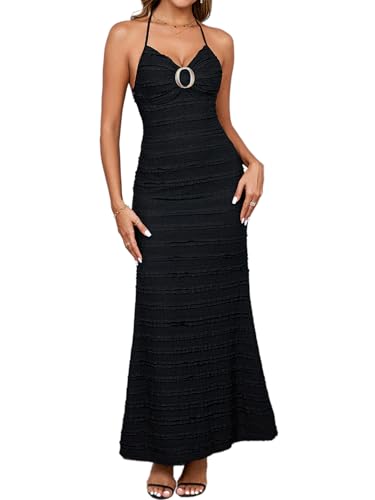 HTZMO Women Elegant Summer Casual Bodycon Maxi Dress Sexy V Neck ...