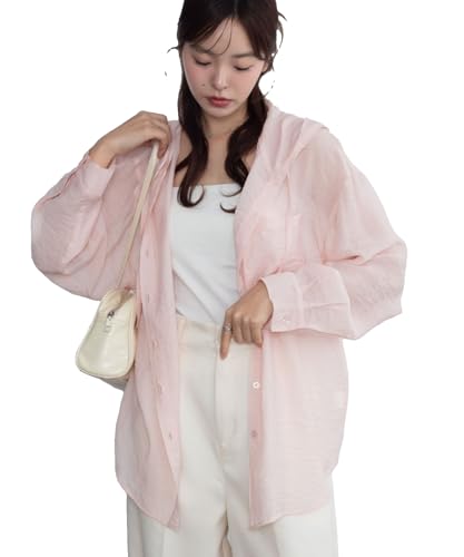 [ウィゴー] WEB限定 フード シアーシャツ シャツ 服 夏服 春服 トップス 羽織 夏 春 秋 レディース レディース F Ｌピンク
