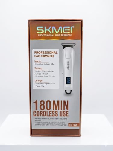 Image of SKMEI SKT1008W Professional Hair Straightener & Clipper For Men and Women | Corded Hair Trimmer with Quiet Operation and Dteachable Heads | Hair Styling Trimmer with LED Power Indicator (Beige)