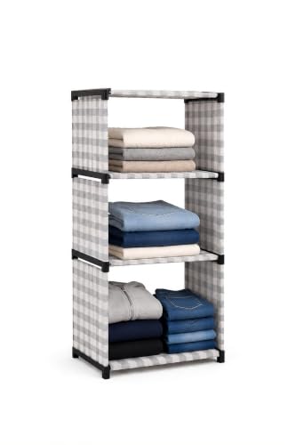 Image of 4 Layer Collapsible Portable Foldable Wardrobe Storage Organizer Shelves for Clothes Rack |Home,Bedroom Organiser-Black (4 Layer With Cloth Cover)
