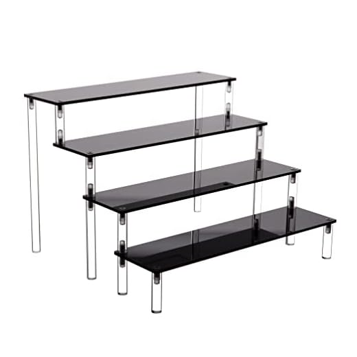 IHOMECOOKER Acrylic Stands for Display,4 Tier Black Cupcakes Perfumes Figurines Display Stand Risers Shelf for Decoration and Organizer