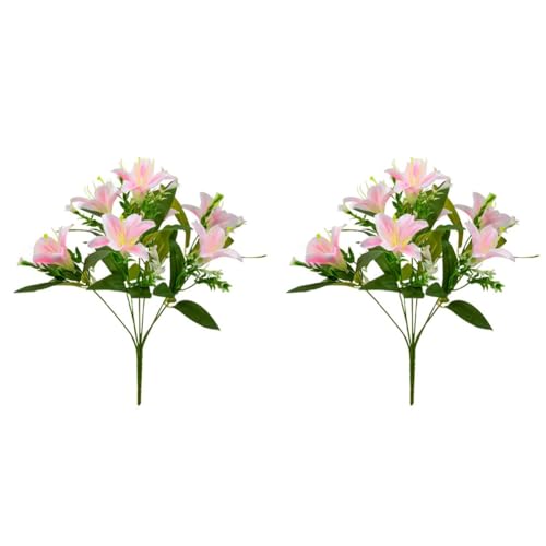FUANA Realistische künstliche Blumen simulierter Lilienstrauß für Hochzeit und Zuhause